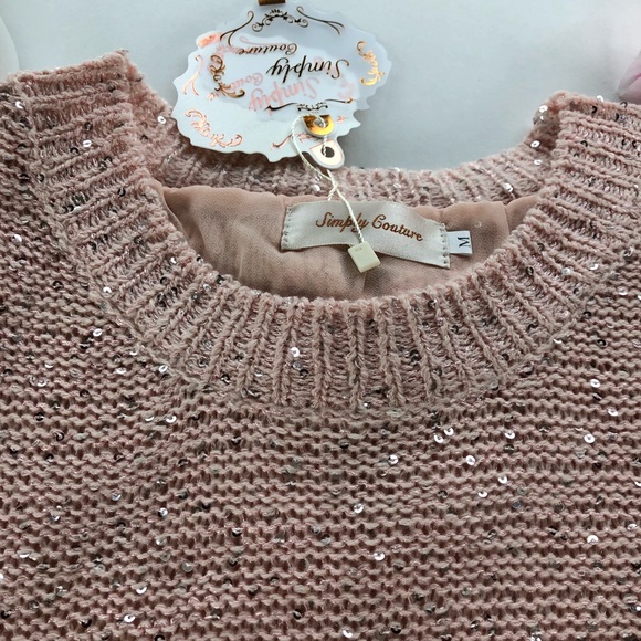 Blush Sweater Sequins Bow Back, Size M - Picture 4 of 8